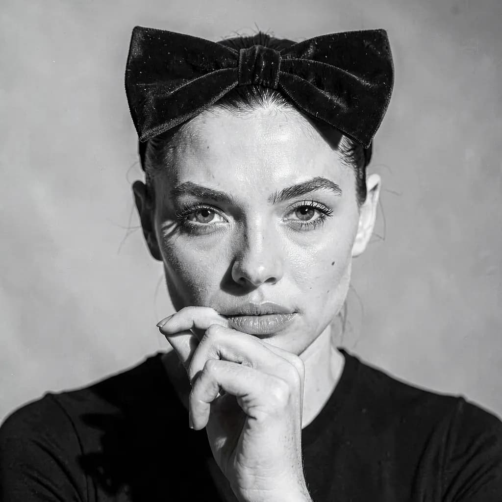 Sample photo generated with the Monochrome Bow Portrait template